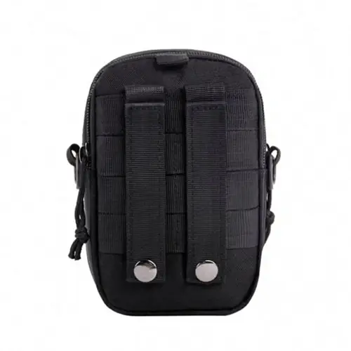 Compact Black MOLLE Tactical Pouch with Customizable Logo